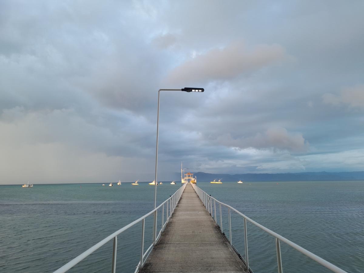 A pier extending out into a body of water