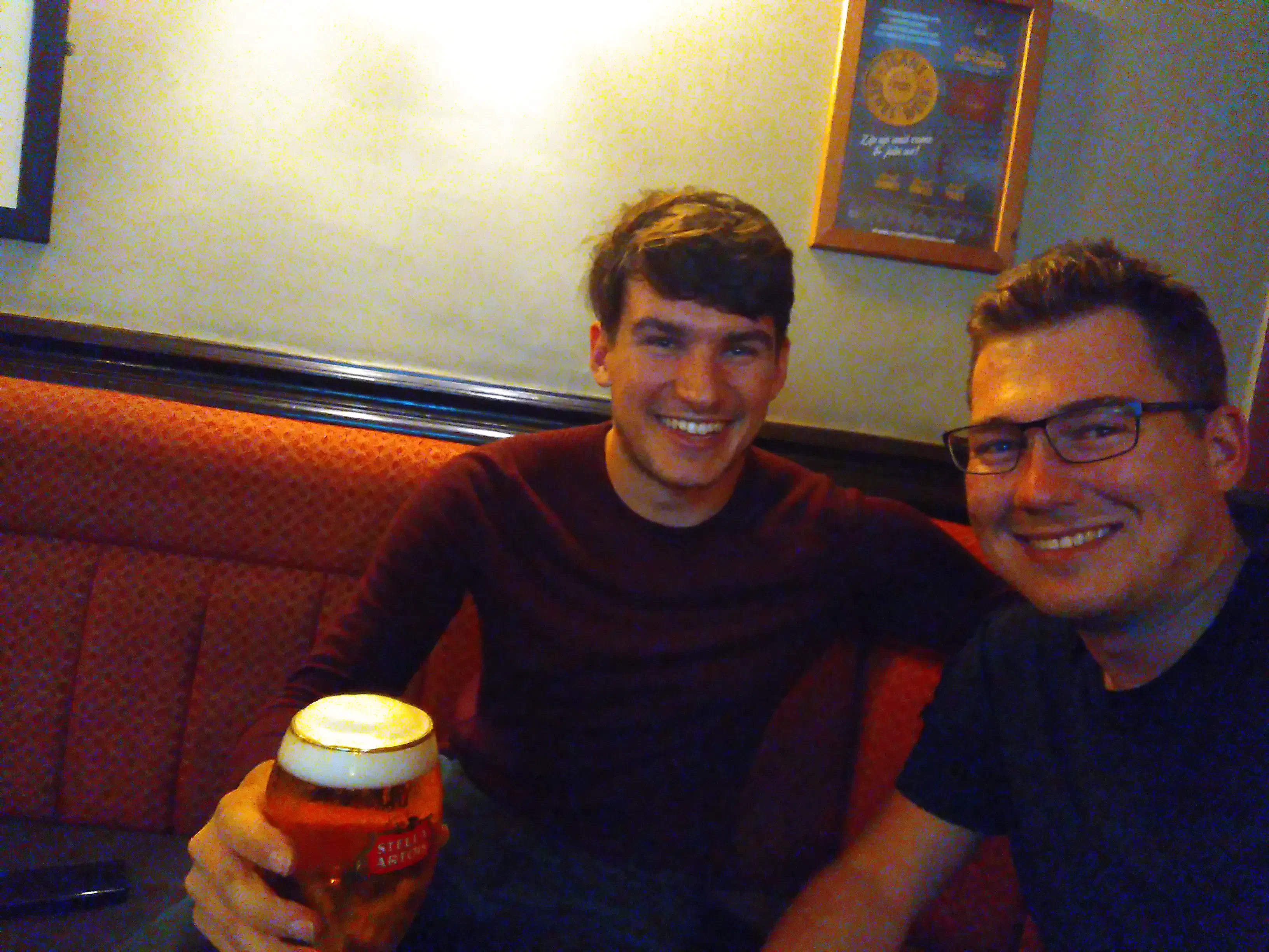Me and Liam having a pint