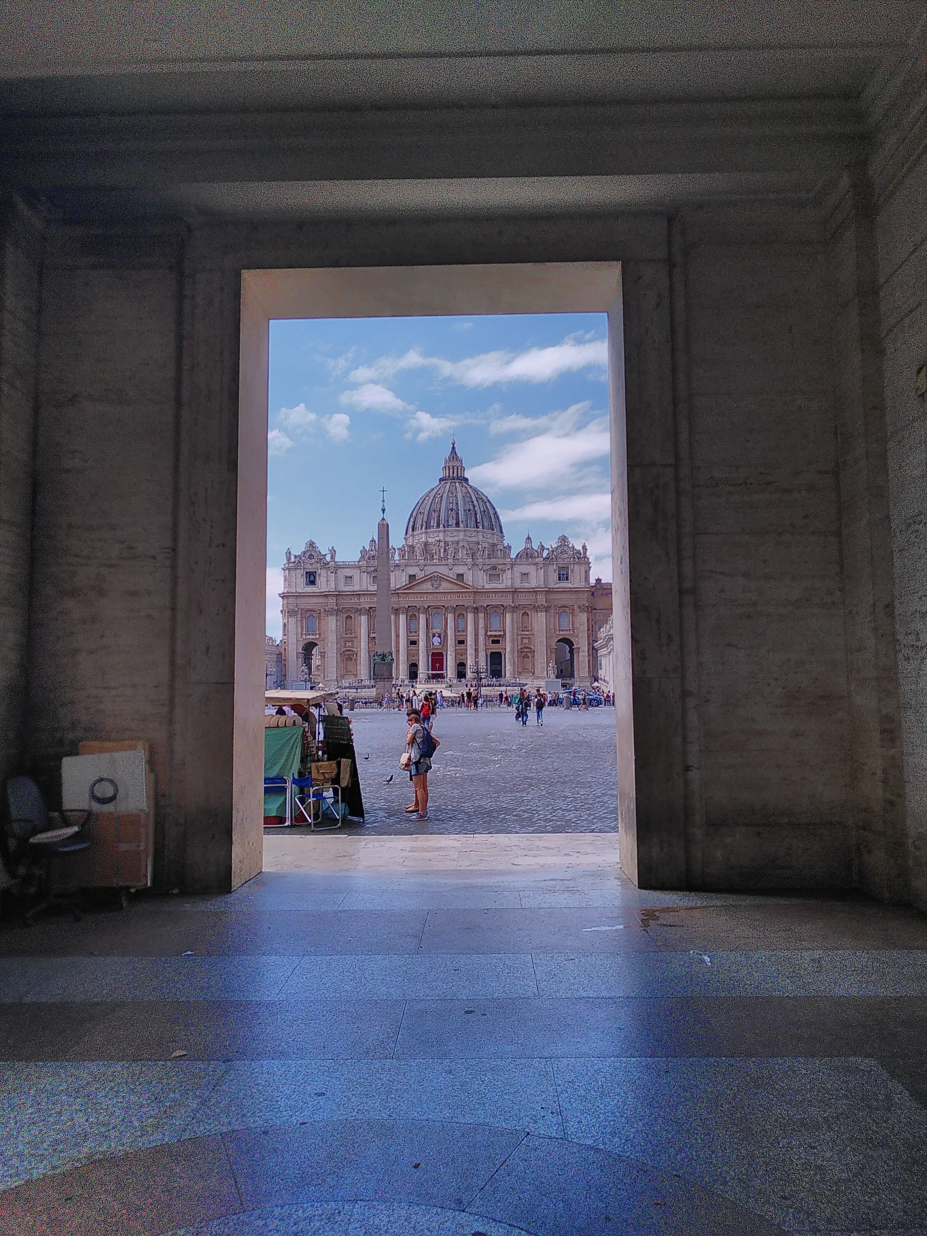 St Peter's Basilica, viewed through pillars