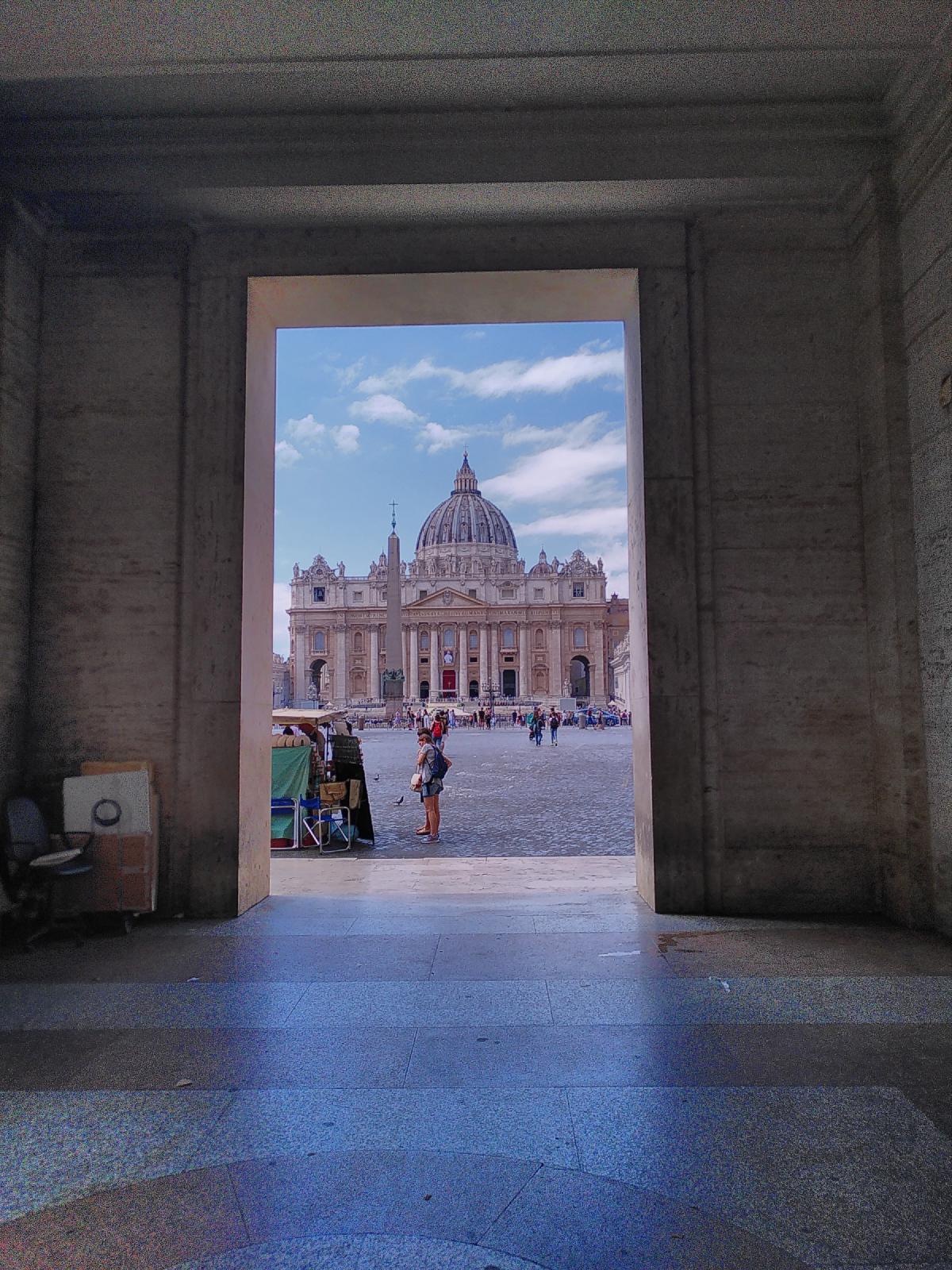 St Peter's Basilica, viewed through pillars