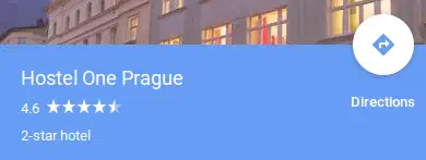Google Reviews for Hostel One Prague, claiming it has both a 2- and a 5-star rating