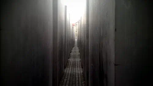 View through the Memorial to the Murdered Jews of Europe