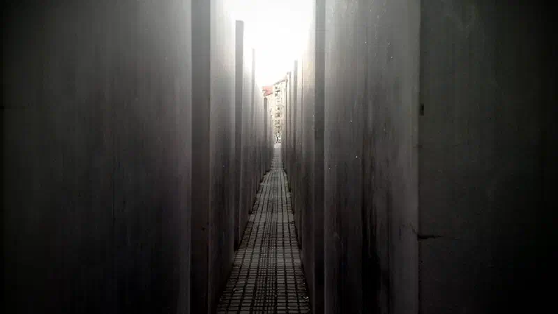 View through the Memorial to the Murdered Jews of Europe
