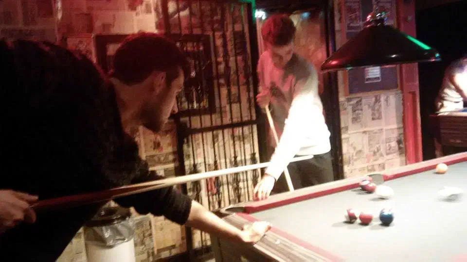 Playing pool at the Waterhole