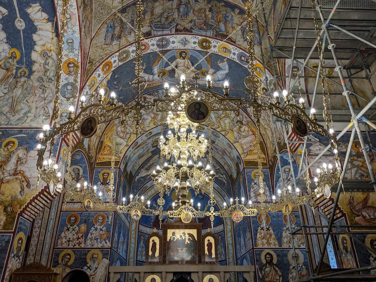 The interior of a Serbian Orthodox church