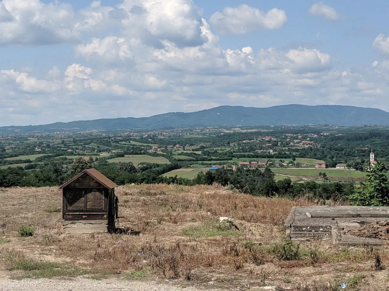A small town nestled inside a valley