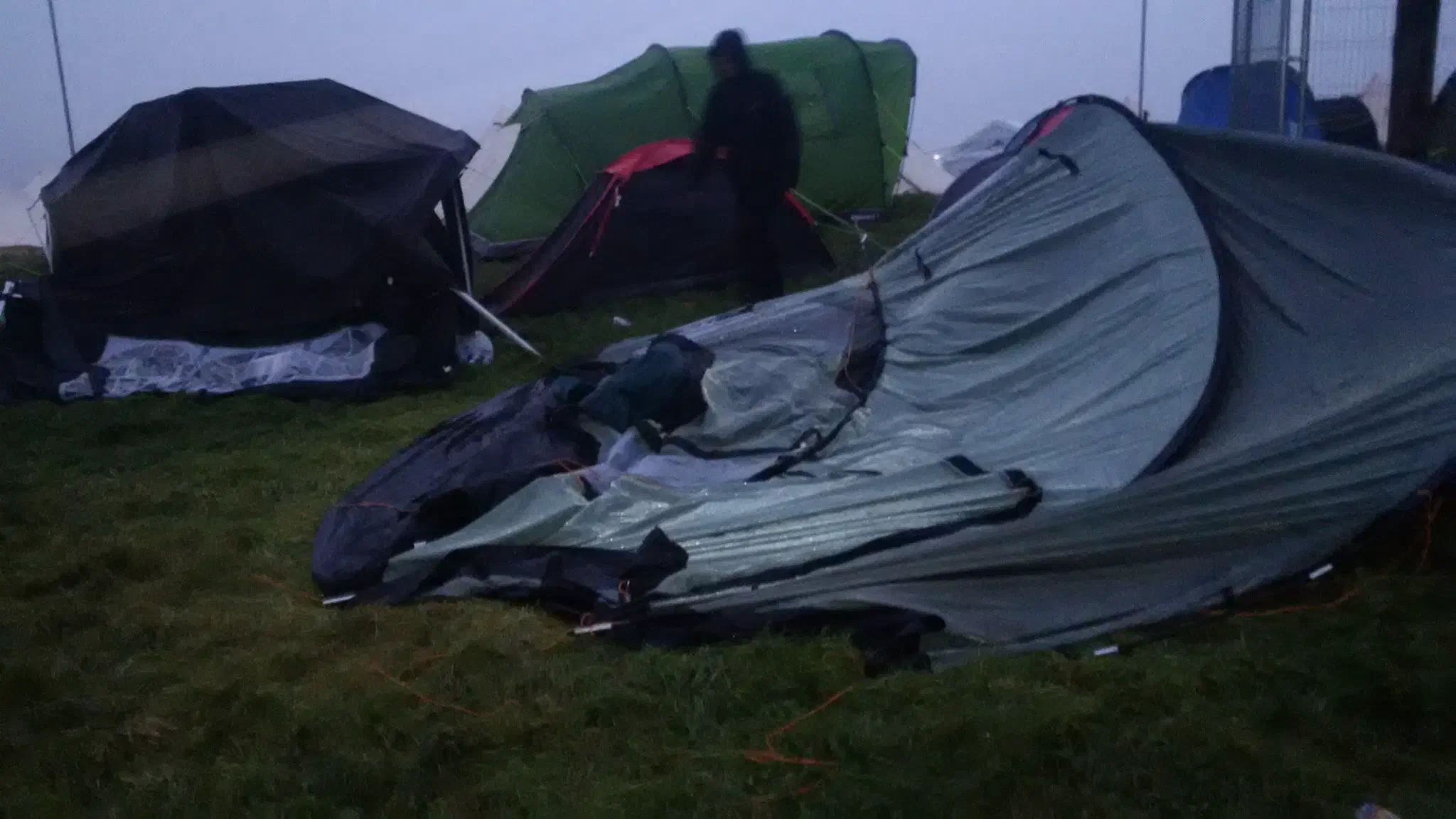A blown-over tent at Festival № 6