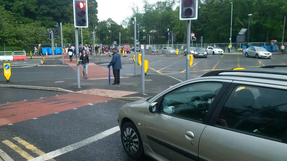 A busy road junction outside Parklife Festival