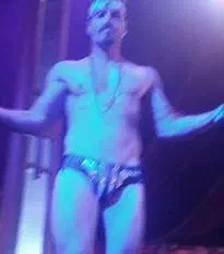 Male dancer clad only in tight underpants