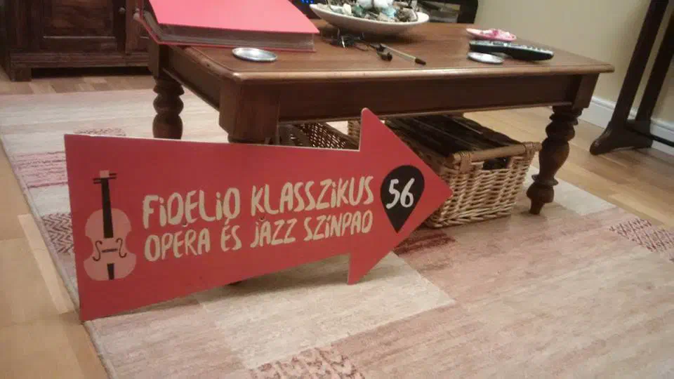 A Sziget stage sign laying on my living room floor