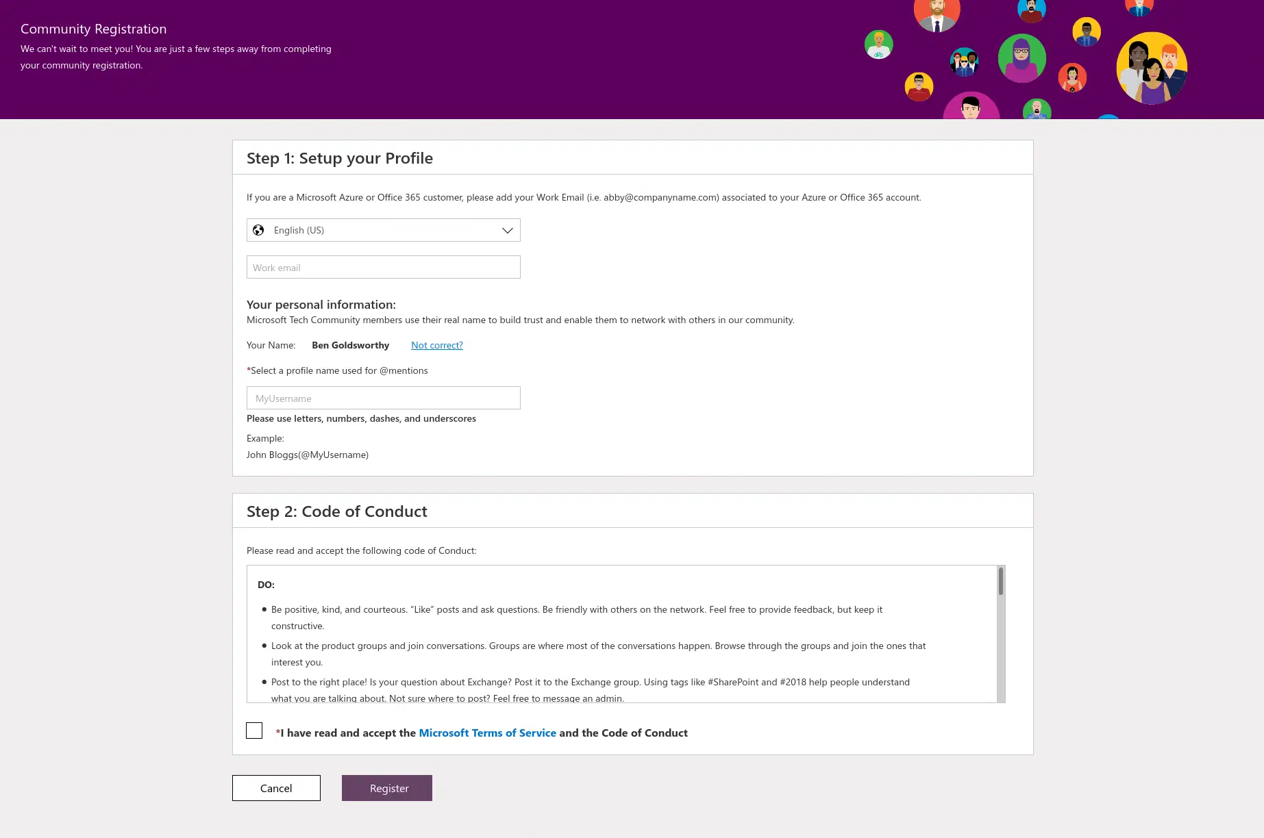A screenshot of Microsoft Community