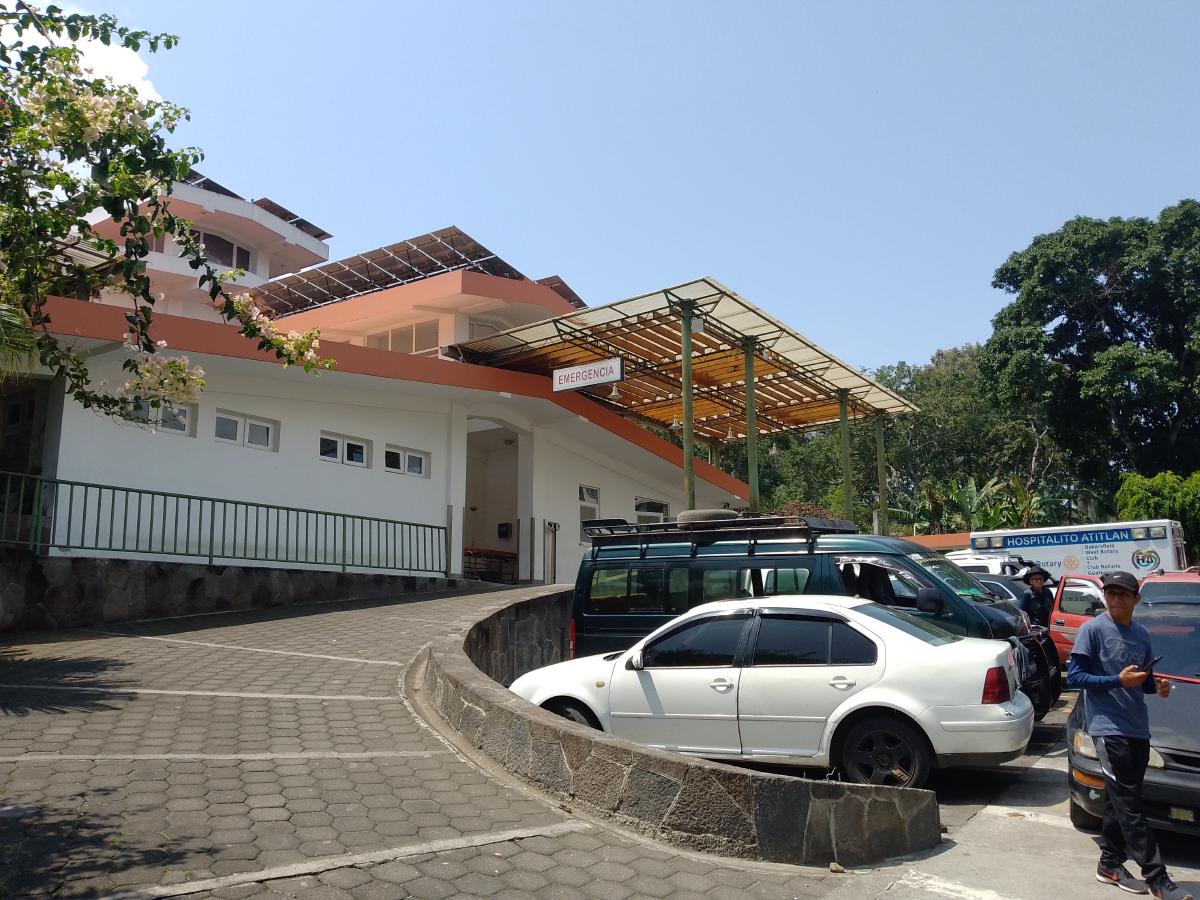 The front of a hospital building