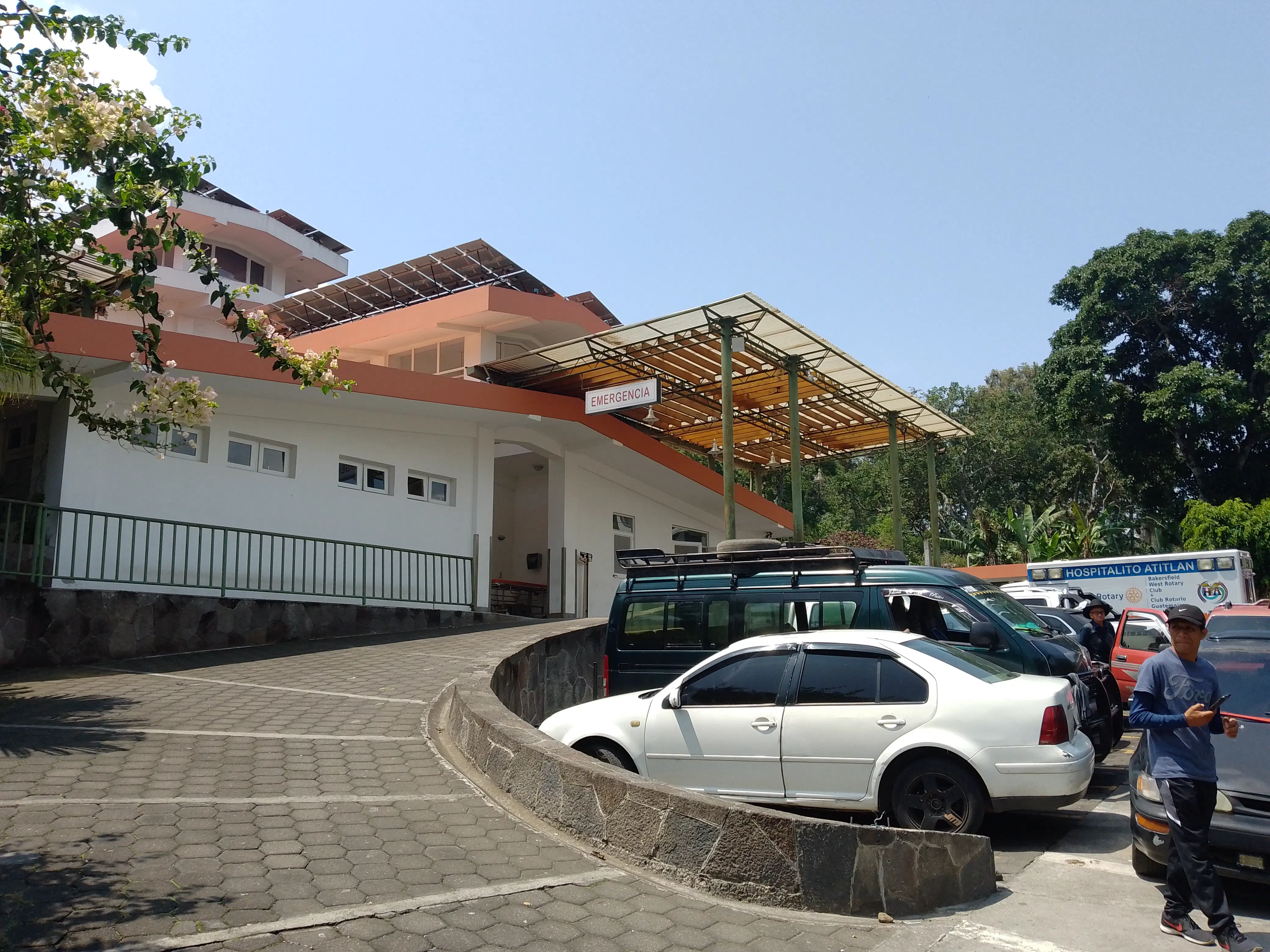 The front of a hospital building