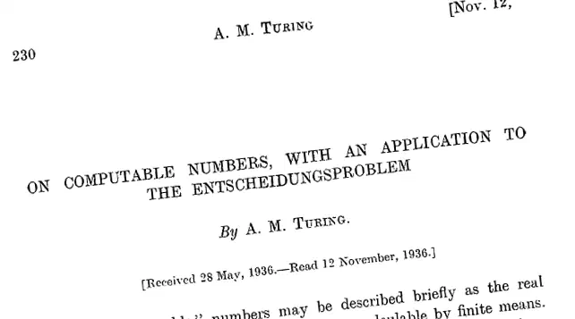 The cover page of “On Computable Numbers”