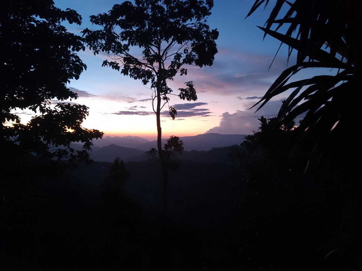 Sunset in a mountain valley