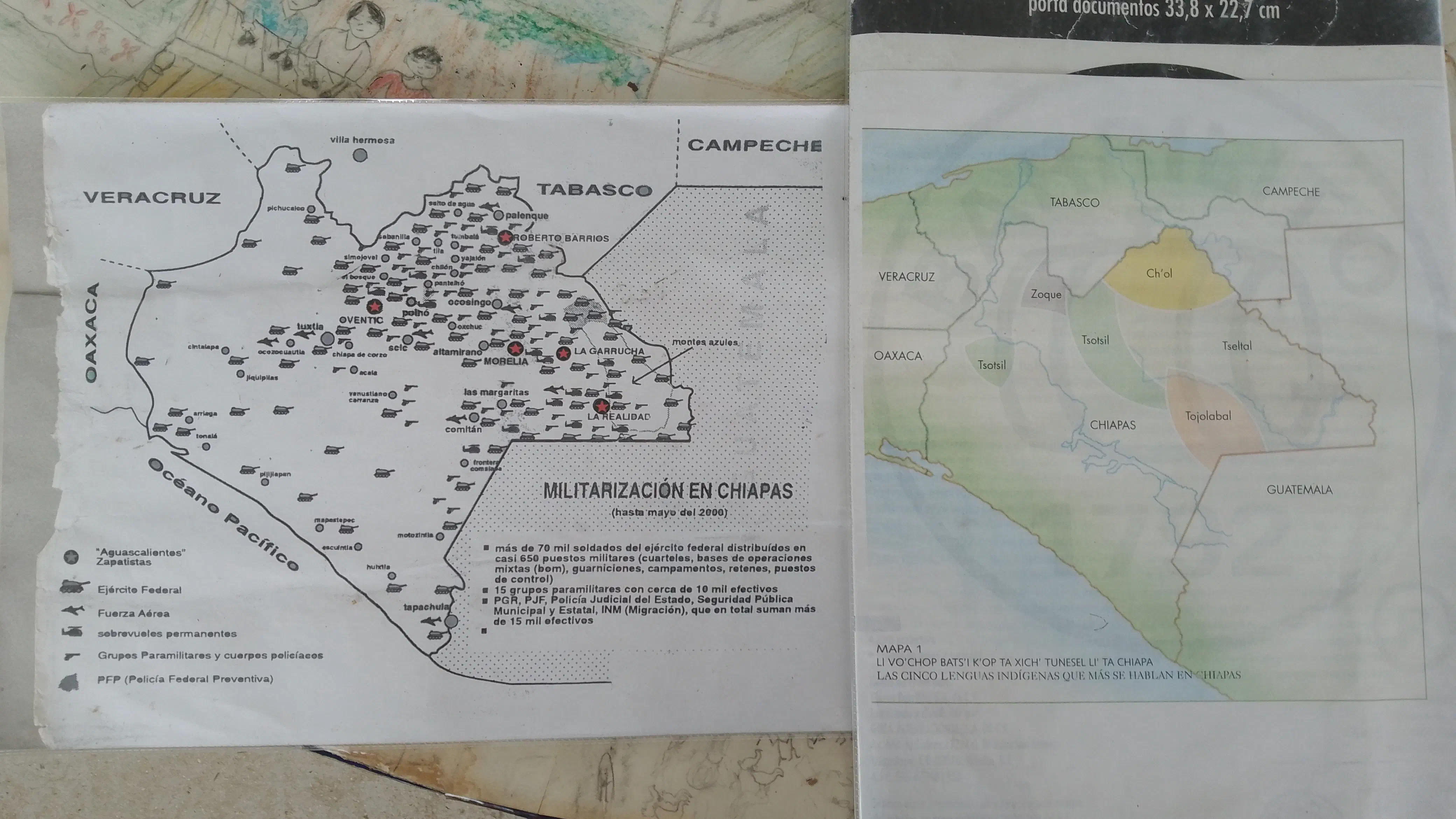 Map depicting military bases located within Chiapas