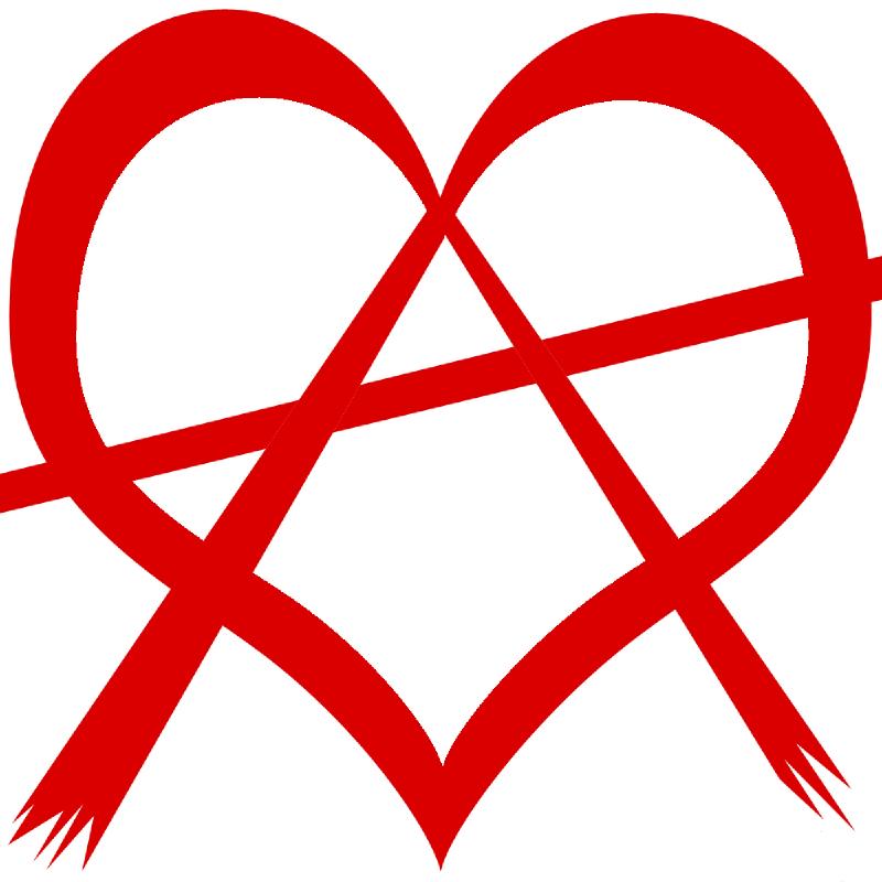 Capital 'A' enclosed within a stylised heart