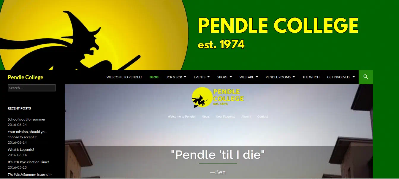 New Pendle College JCR Web site homepage