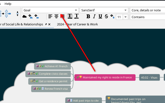 A screenshot of nodes with custom styles applied in Freeplane