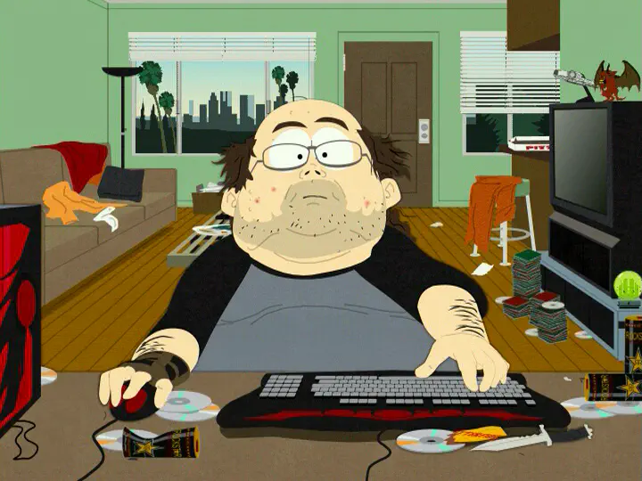 Image of nerd at computer from South Park