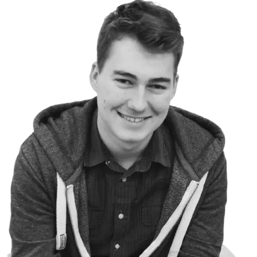 Black & white photo of the author