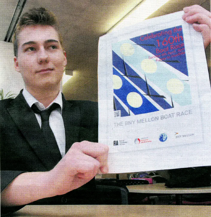 The author holding a poster
