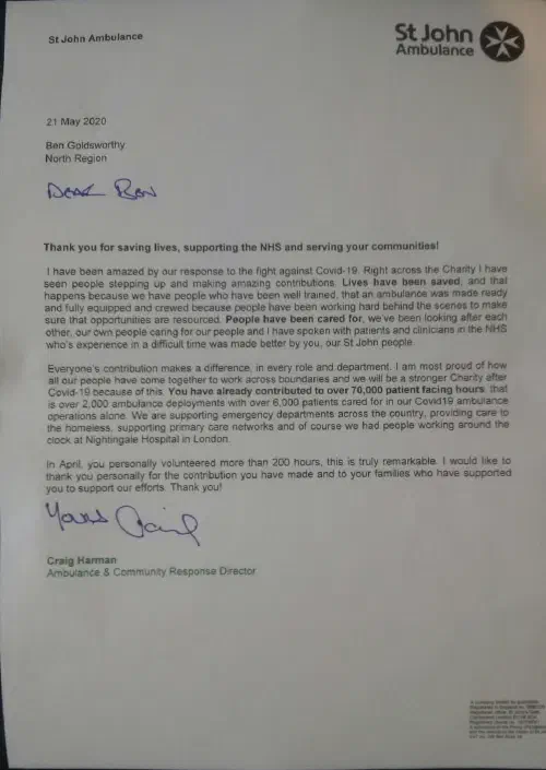 Letter of commendation