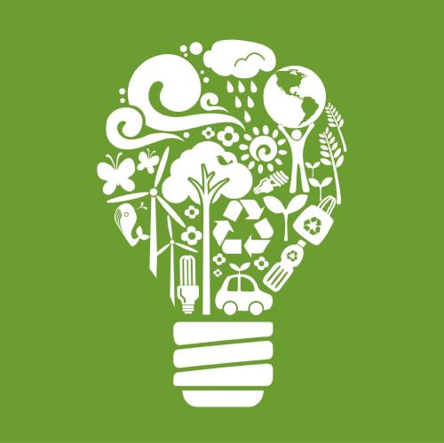 A lightbulb made up of recycling imagery