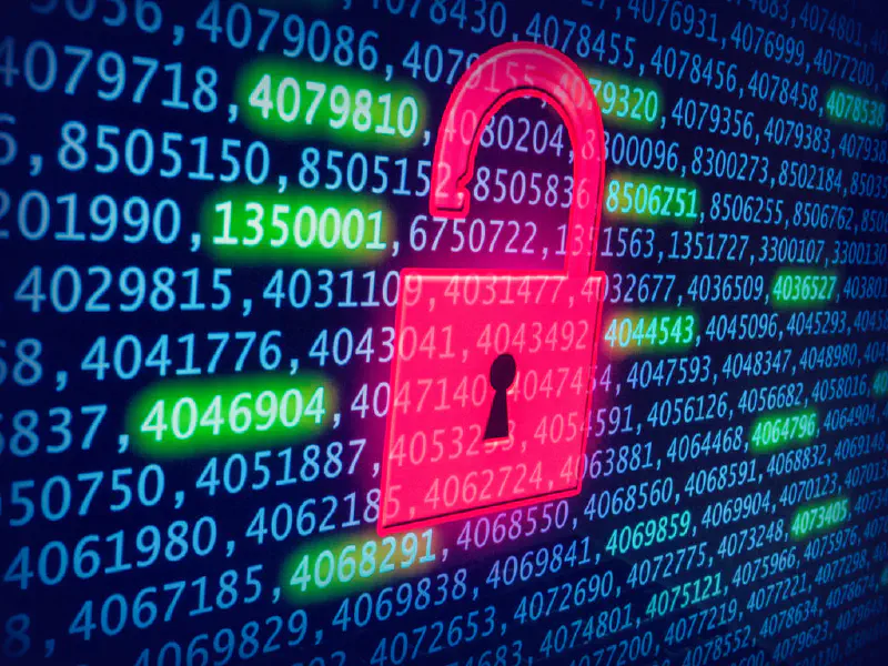 Red padlock against a background of numbers