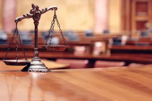 Scales in a courtroom