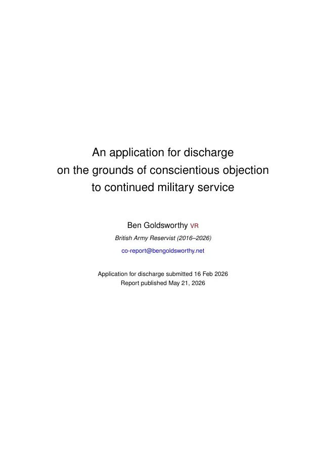 Application for discharge cover page