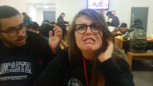 Woman pulling a face