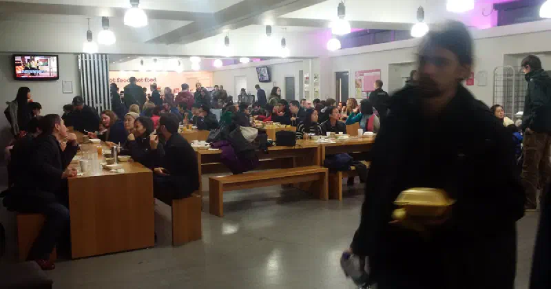 Students in a dining hall
