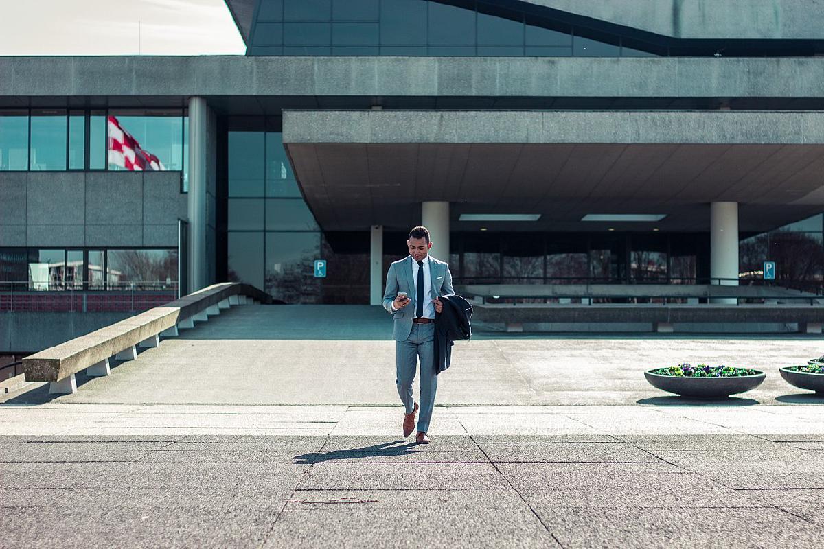 Man leaving an office