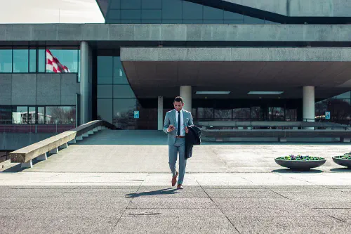 Man leaving an office