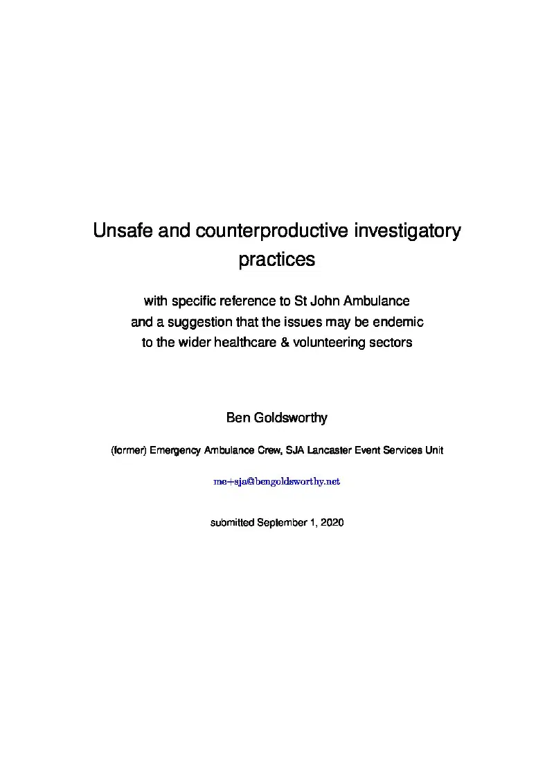 Cover of whistleblower report