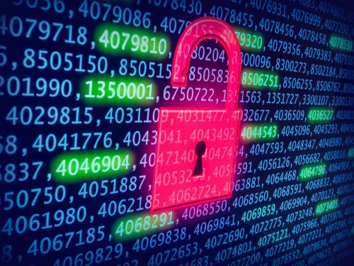 Red padlock against a background of numbers